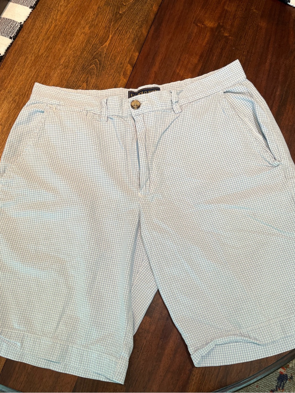 U.S. Polo Assn. Light Blue Micro-Check Flat Front Shorts